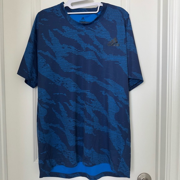 Adidas Men's Blue and Black Tee - Picture 1 of 4